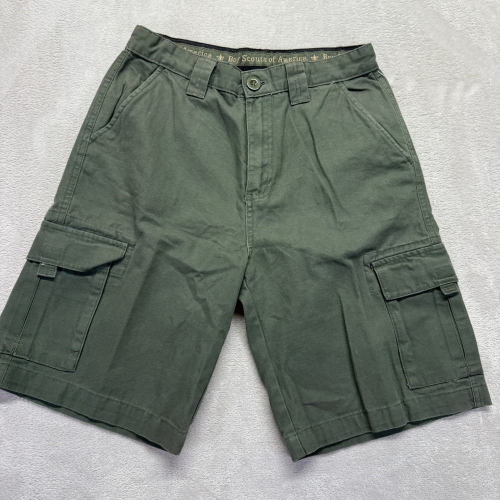 Boy Scouts of America Shorts Youth 16 Green Cargo Hiking 10" Inseam Authentic‎